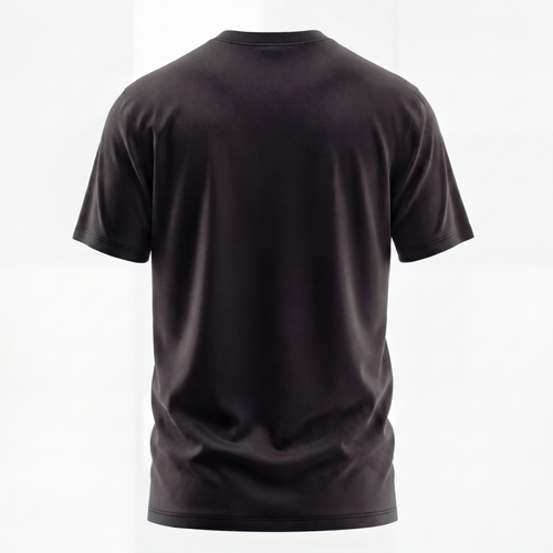 Black t-shirt on a white background