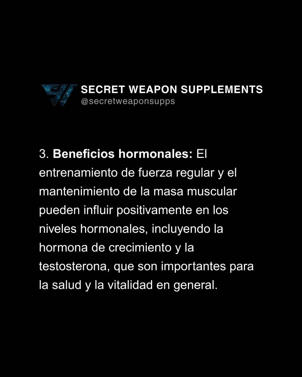 Instagram post from secretweaponsupps. This post is in position 3.